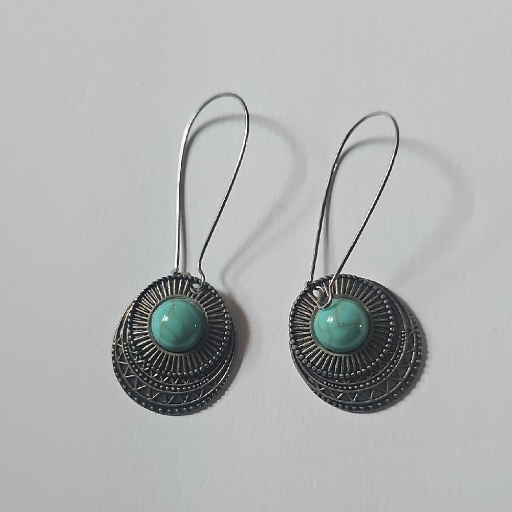 Elegant Silver and Turquoise Earrings